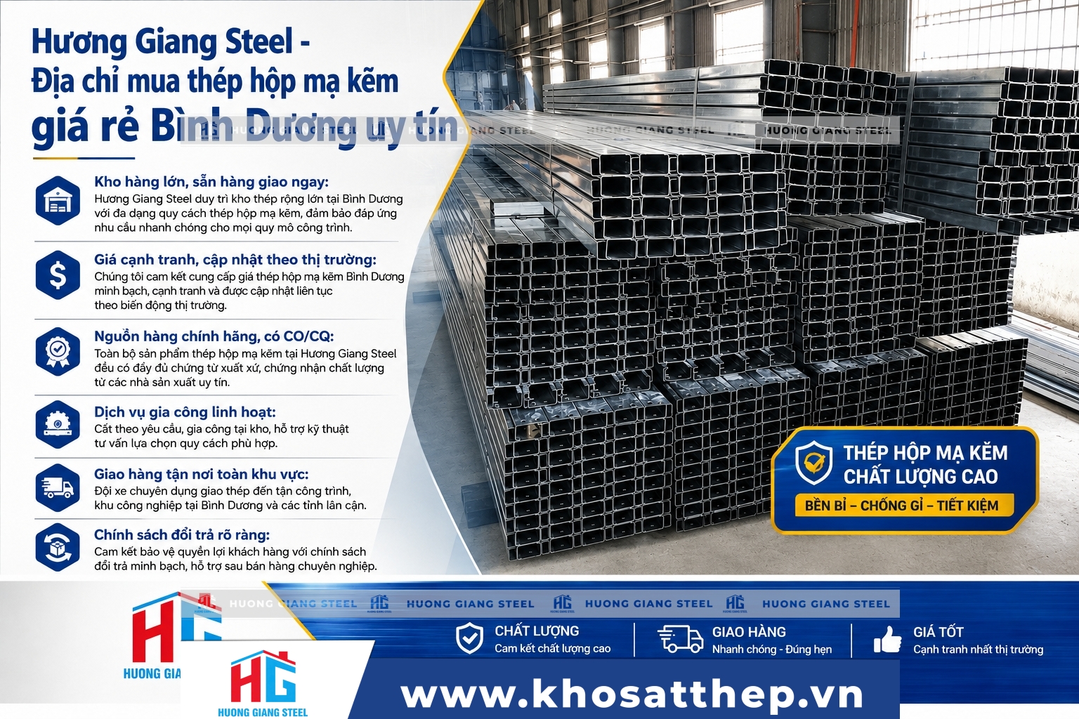 giá thép hộp mạ kẽm Bình Dương