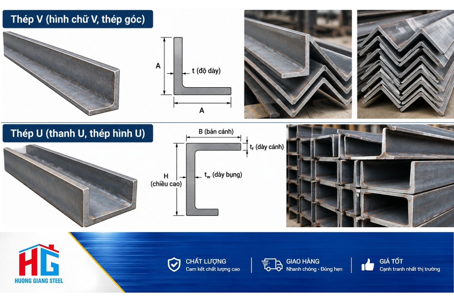 Thép U quy cách đầy đủ Bình Dương